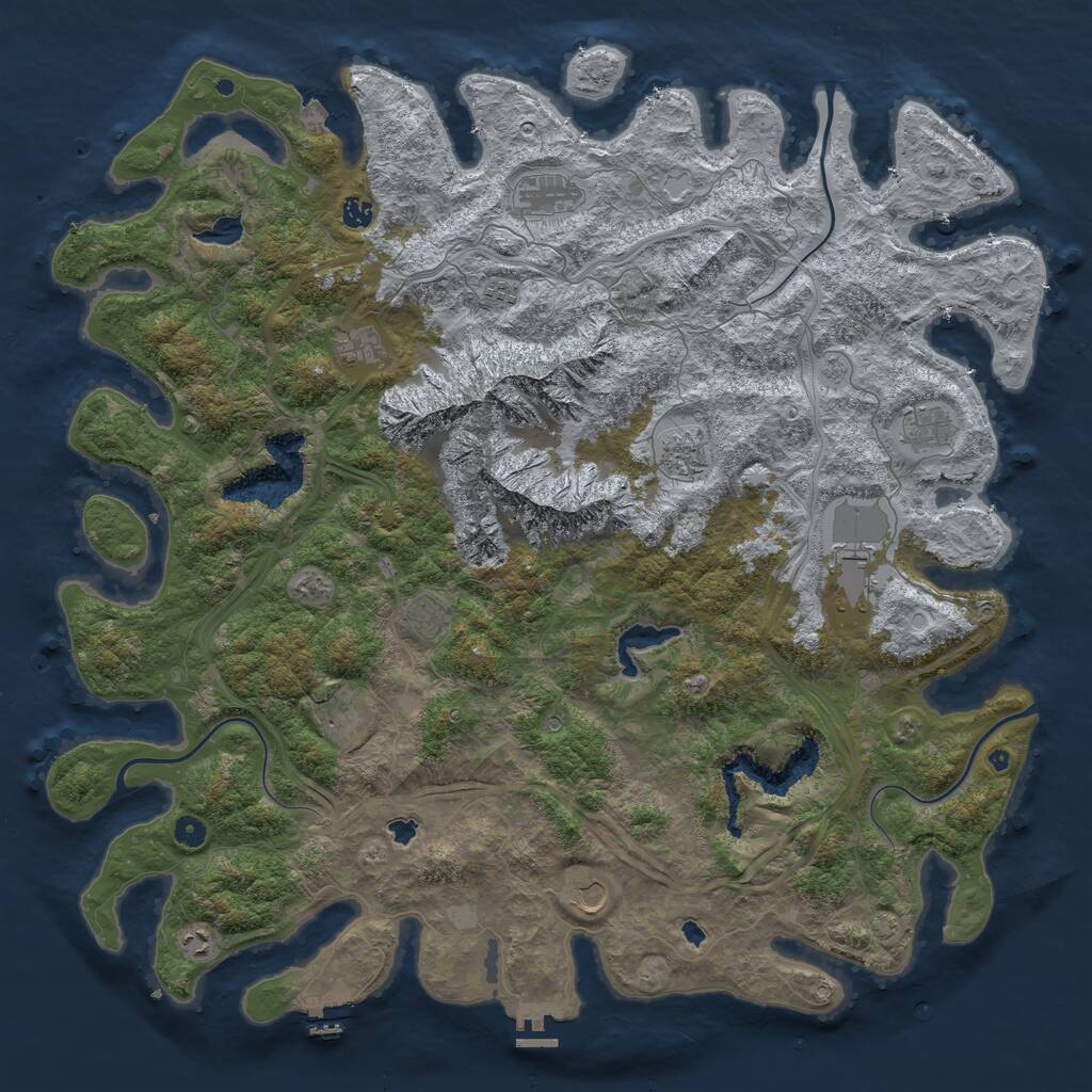 Rust Map: Procedural Map, Size: 5250, Seed: 1041276696, 17 Monuments