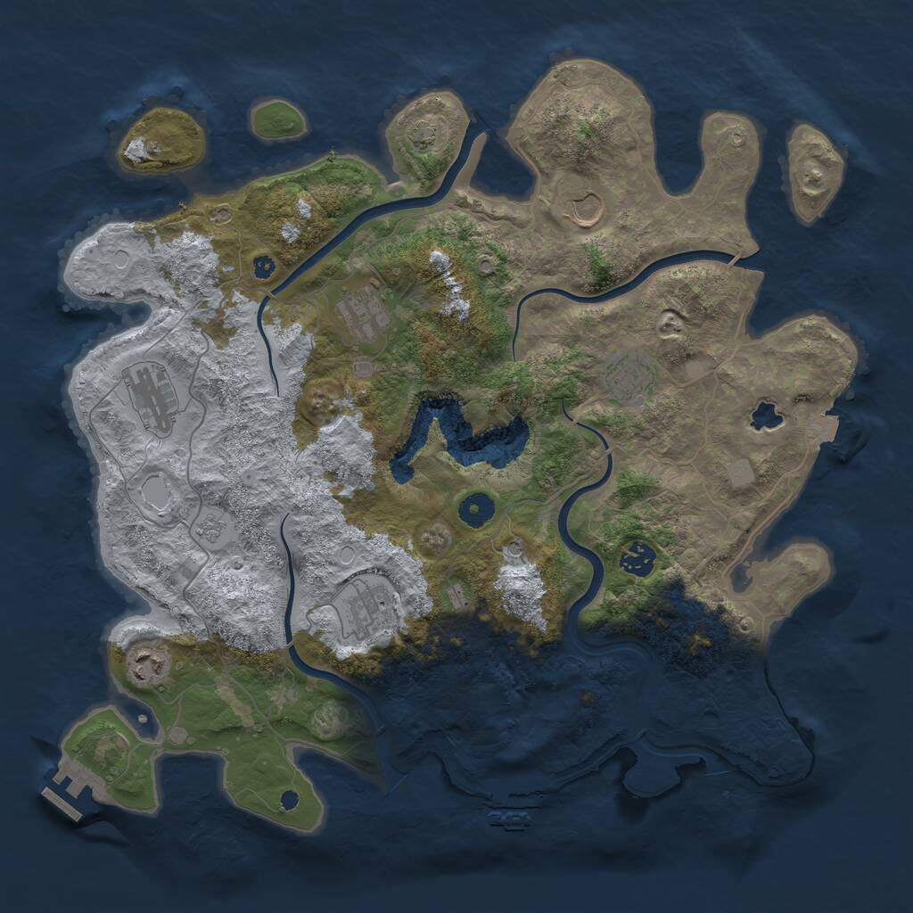 Rust Map: Procedural Map, Size: 4000, Seed: 654683048, 13 Monuments
