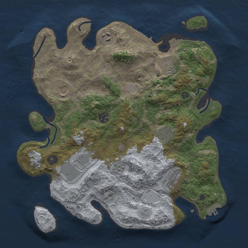 Rust Map: Procedural Map, Size: 3500, Seed: 57385777, 17 Monuments