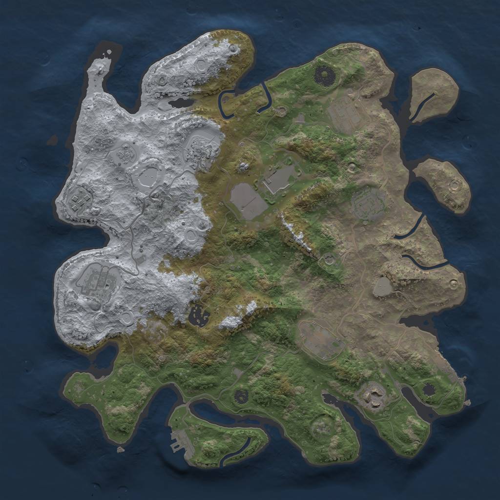 Rust Map: Procedural Map, Size: 3500, Seed: 1991009542, 18 Monuments