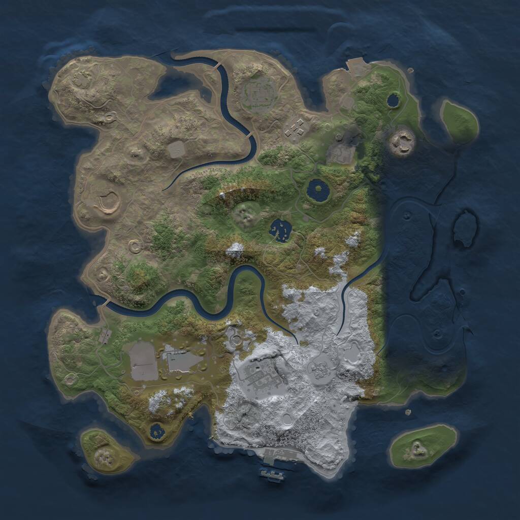 Rust Map: Procedural Map, Size: 3500, Seed: 525394620, 13 Monuments