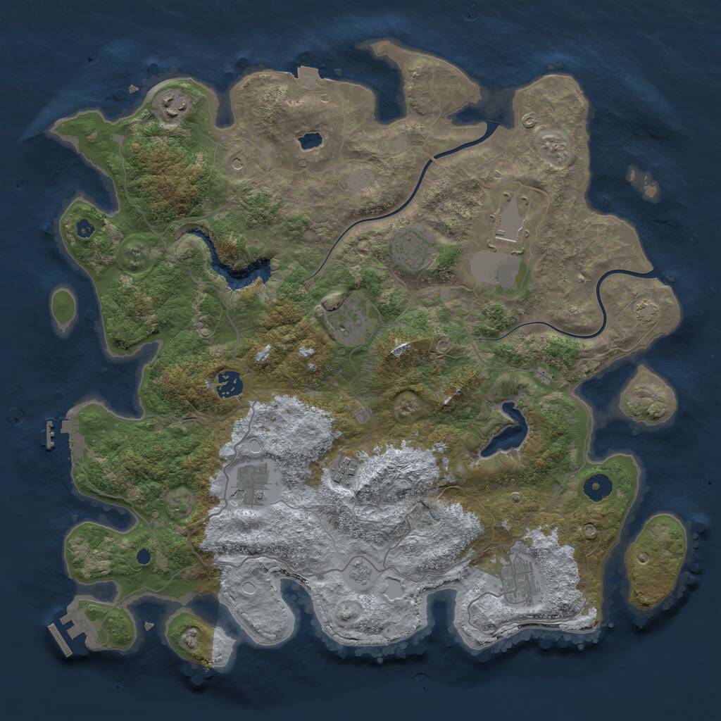 Rust Map: Procedural Map, Size: 4000, Seed: 305508340, 14 Monuments