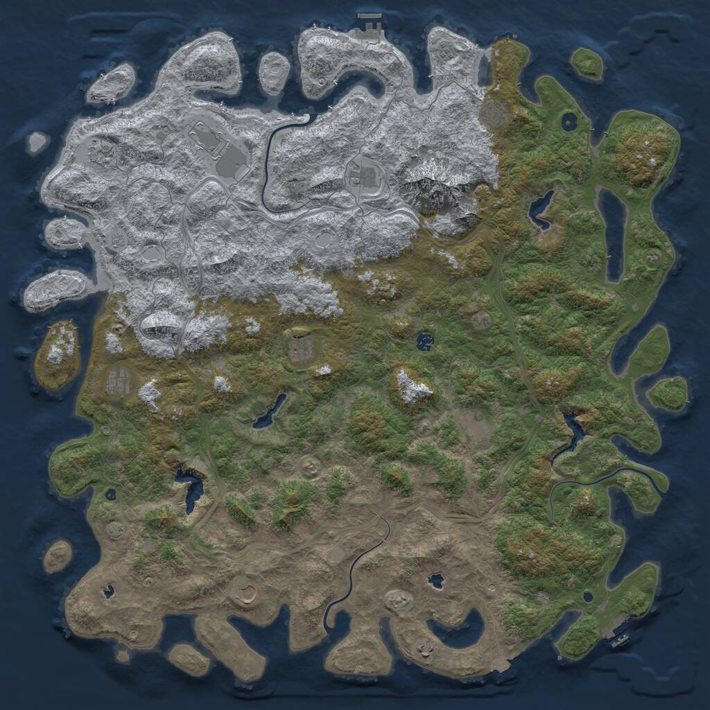 Rust Map: Procedural Map, Size: 6000, Seed: 2100715729, 17 Monuments