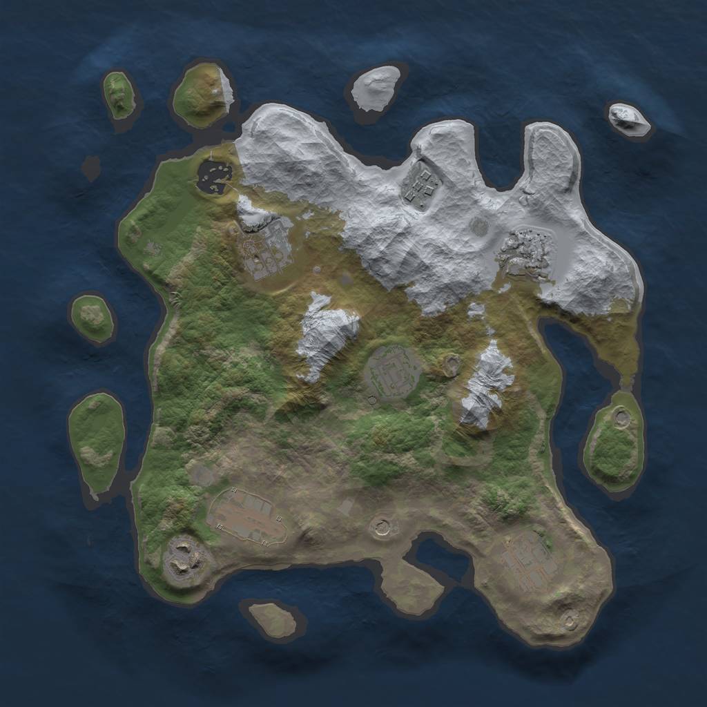 Rust Map: Barren, Size: 3000, Seed: 1703270735, 11 Monuments
