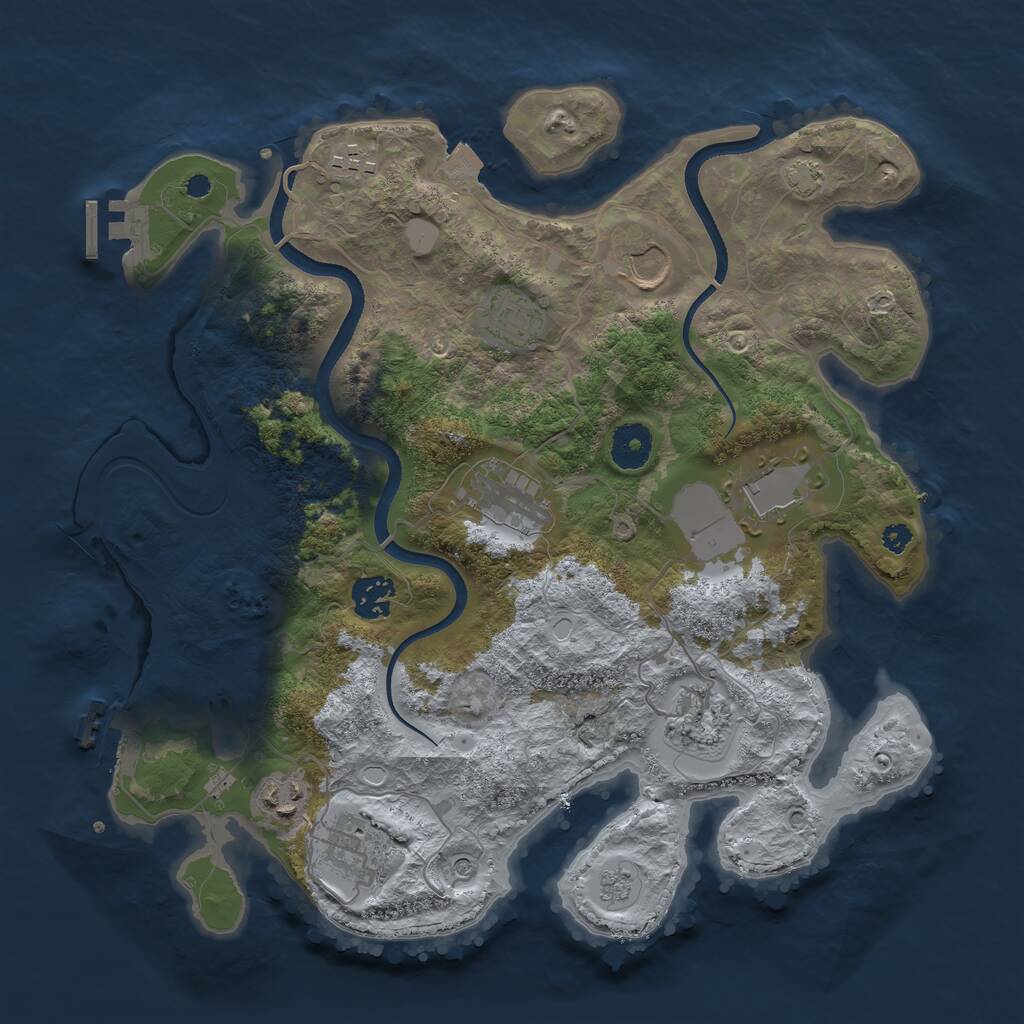 Rust Map: Procedural Map, Size: 3500, Seed: 2037153788, 15 Monuments