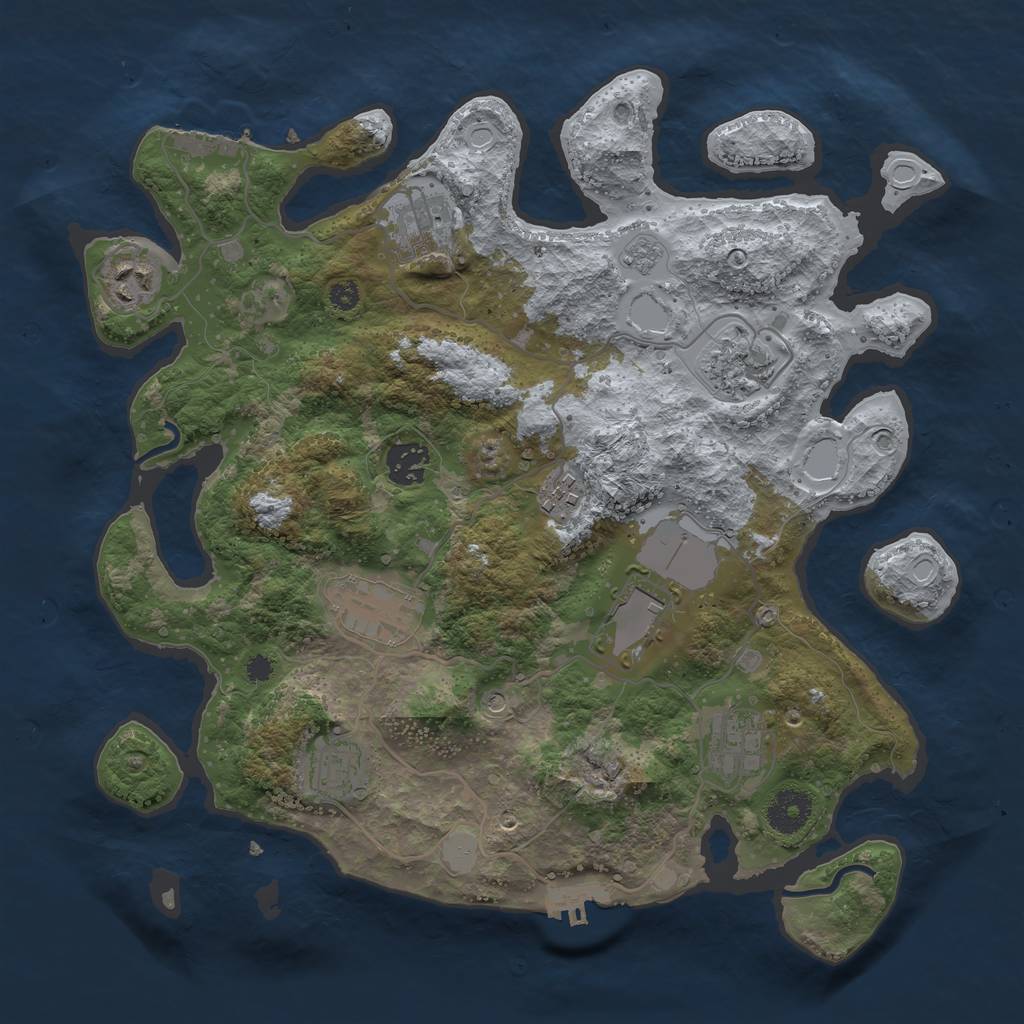 Rust Map: Procedural Map, Size: 3500, Seed: 65421, 16 Monuments