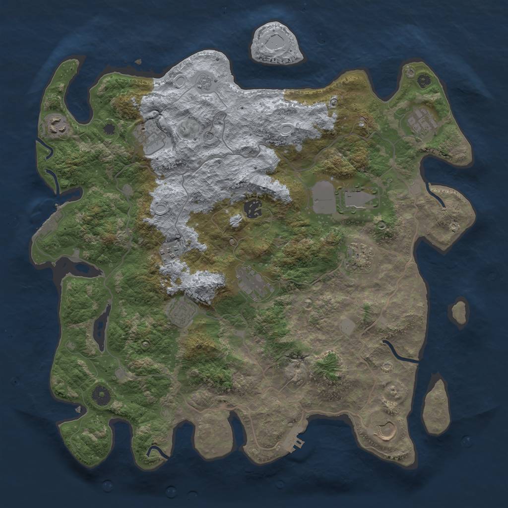 Rust Map: Procedural Map, Size: 4000, Seed: 663706958, 19 Monuments