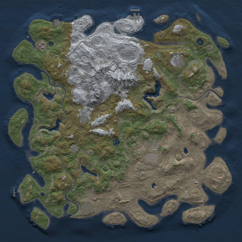 Rust Map: Procedural Map, Size: 5000, Seed: 1228053892, 17 Monuments
