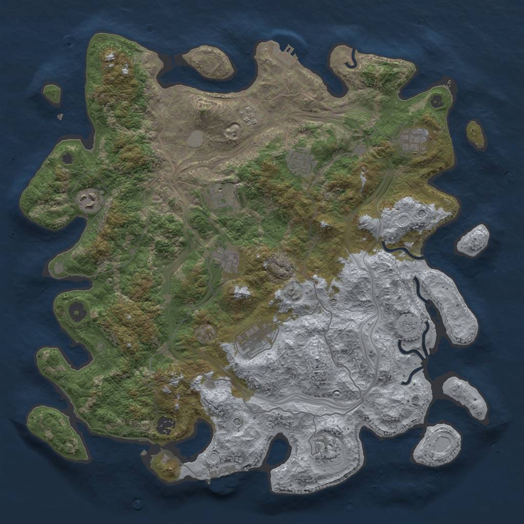 Rust Map: Procedural Map, Size: 4250, Seed: 8881555, 18 Monuments