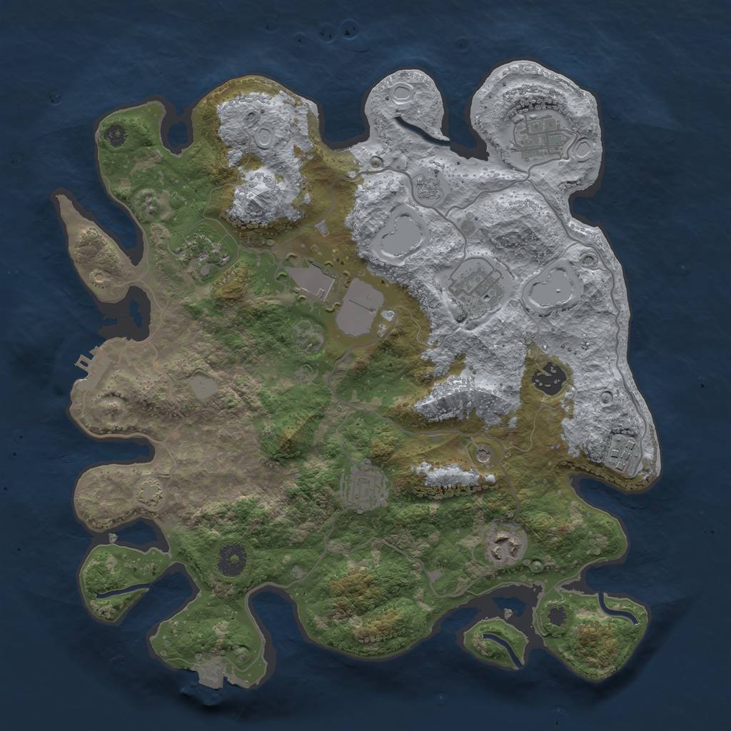 Rust Map: Procedural Map, Size: 3500, Seed: 8008513, 15 Monuments
