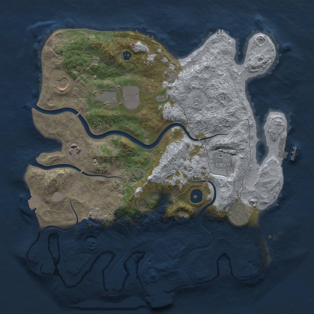 Rust Map: Procedural Map, Size: 3500, Seed: 14865, 12 Monuments