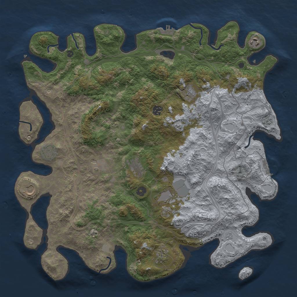 Rust Map: Procedural Map, Size: 4500, Seed: 888800158, 19 Monuments