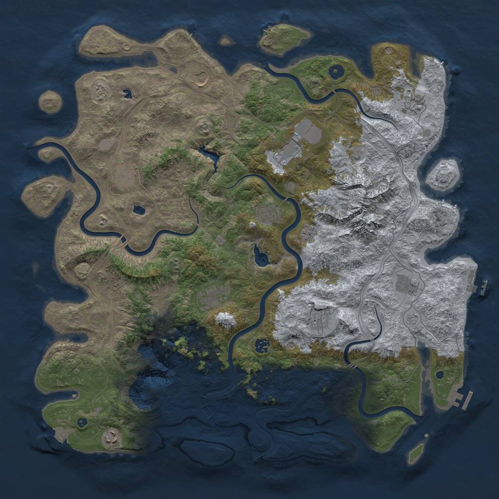Rust Map: Procedural Map, Size: 5000, Seed: 133705, 17 Monuments