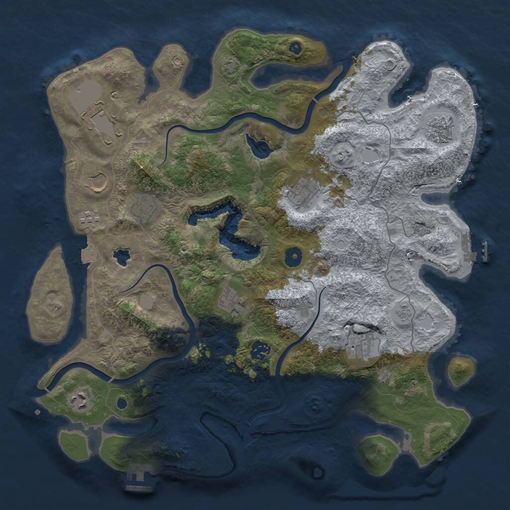 Rust Map: Procedural Map, Size: 4000, Seed: 621284667, 16 Monuments
