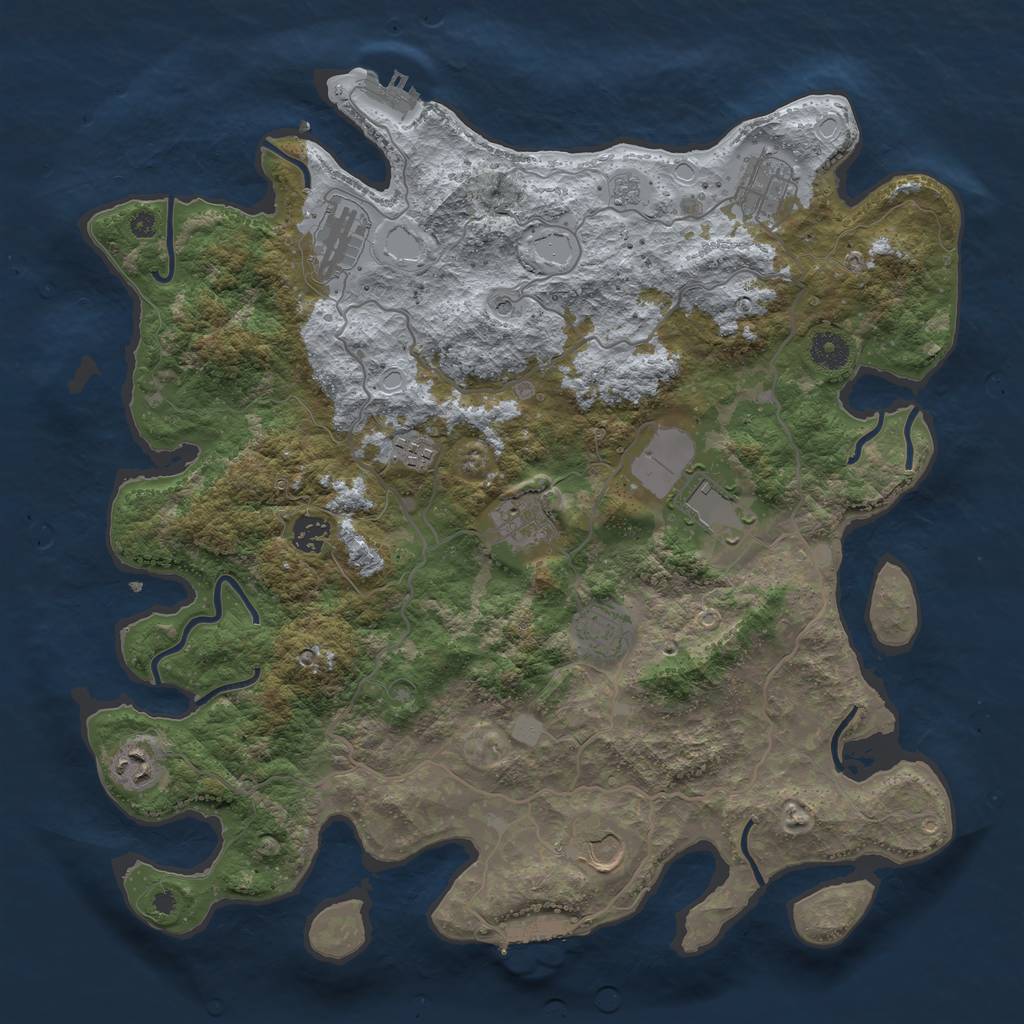 Rust Map: Procedural Map, Size: 4000, Seed: 815984332, 18 Monuments