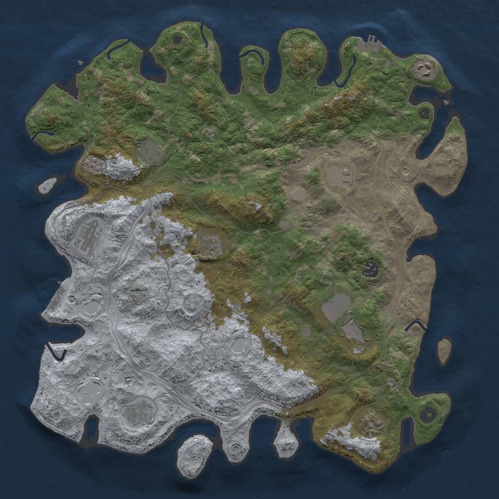 Rust Map: Procedural Map, Size: 4500, Seed: 293737882, 19 Monuments