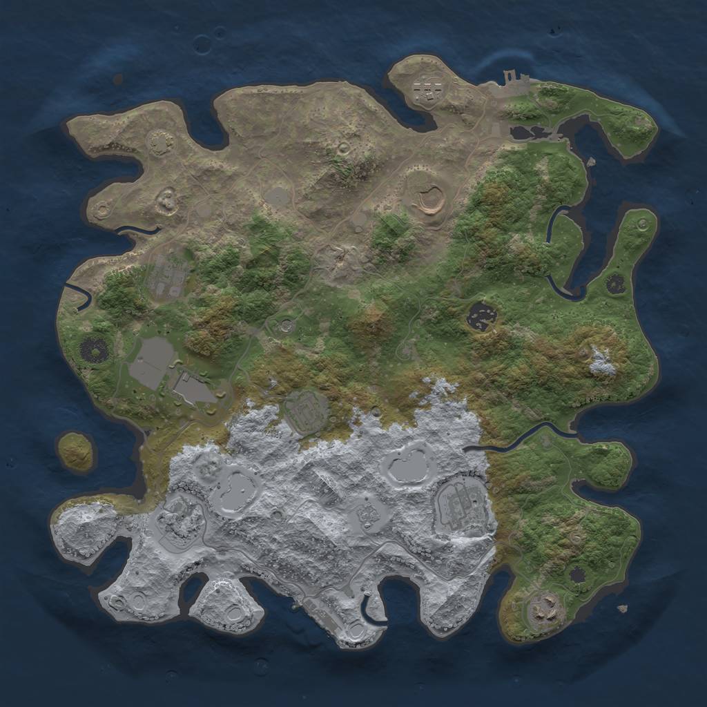 Rust Map: Procedural Map, Size: 3750, Seed: 1520143016, 17 Monuments
