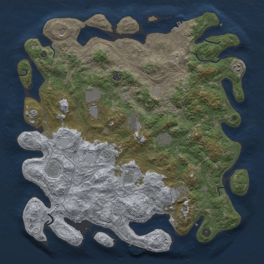 Rust Map: Procedural Map, Size: 4500, Seed: 90384027, 19 Monuments