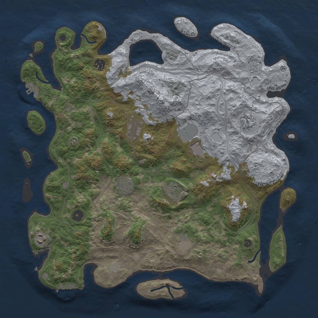 Rust Map: Procedural Map, Size: 4250, Seed: 1286551903, 16 Monuments