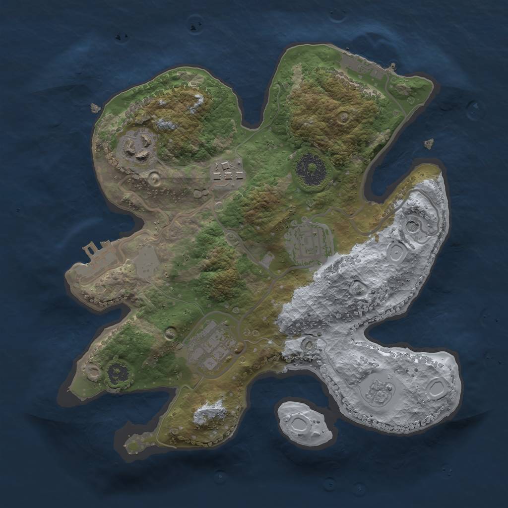 Rust Map: Procedural Map, Size: 2500, Seed: 579992347, 11 Monuments