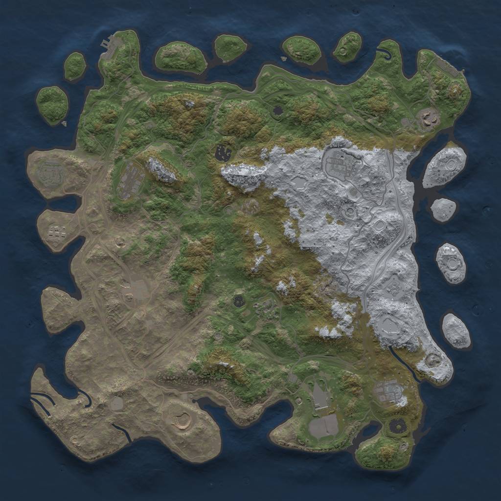 Rust Map: Procedural Map, Size: 4500, Seed: 1772955519, 20 Monuments