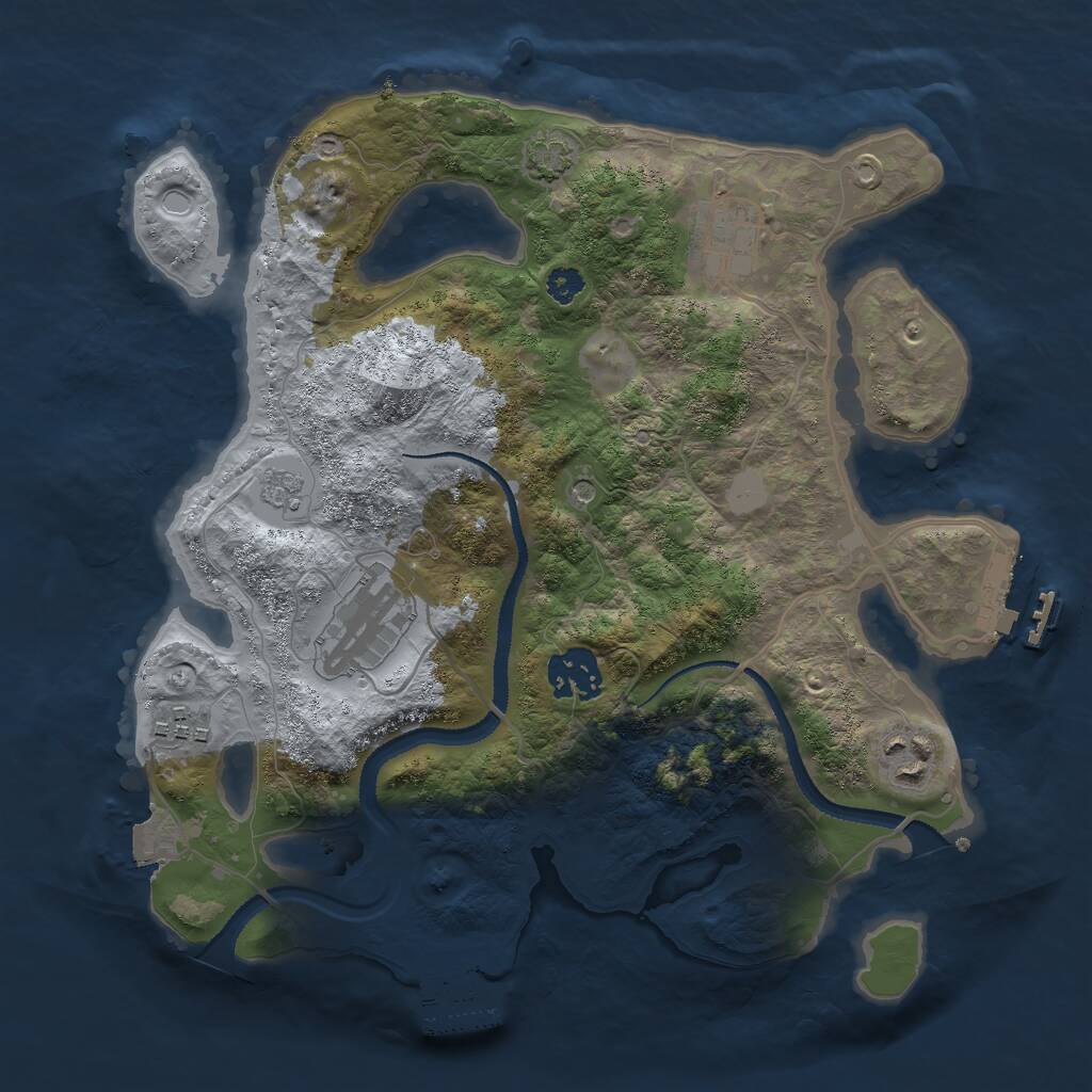 Rust Map: Procedural Map, Size: 3000, Seed: 420974159, 11 Monuments