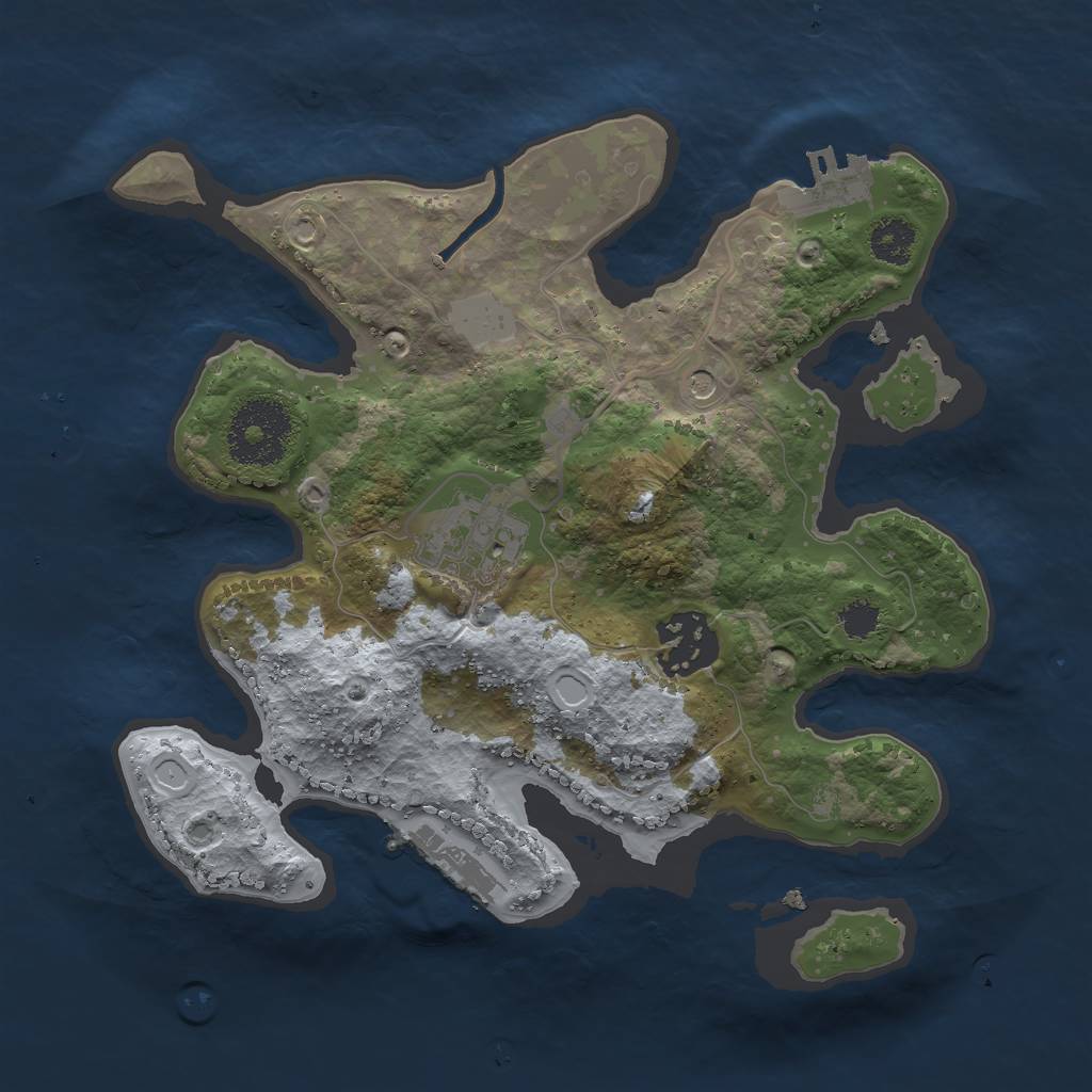 Rust Map: Procedural Map, Size: 2500, Seed: 421946901, 10 Monuments