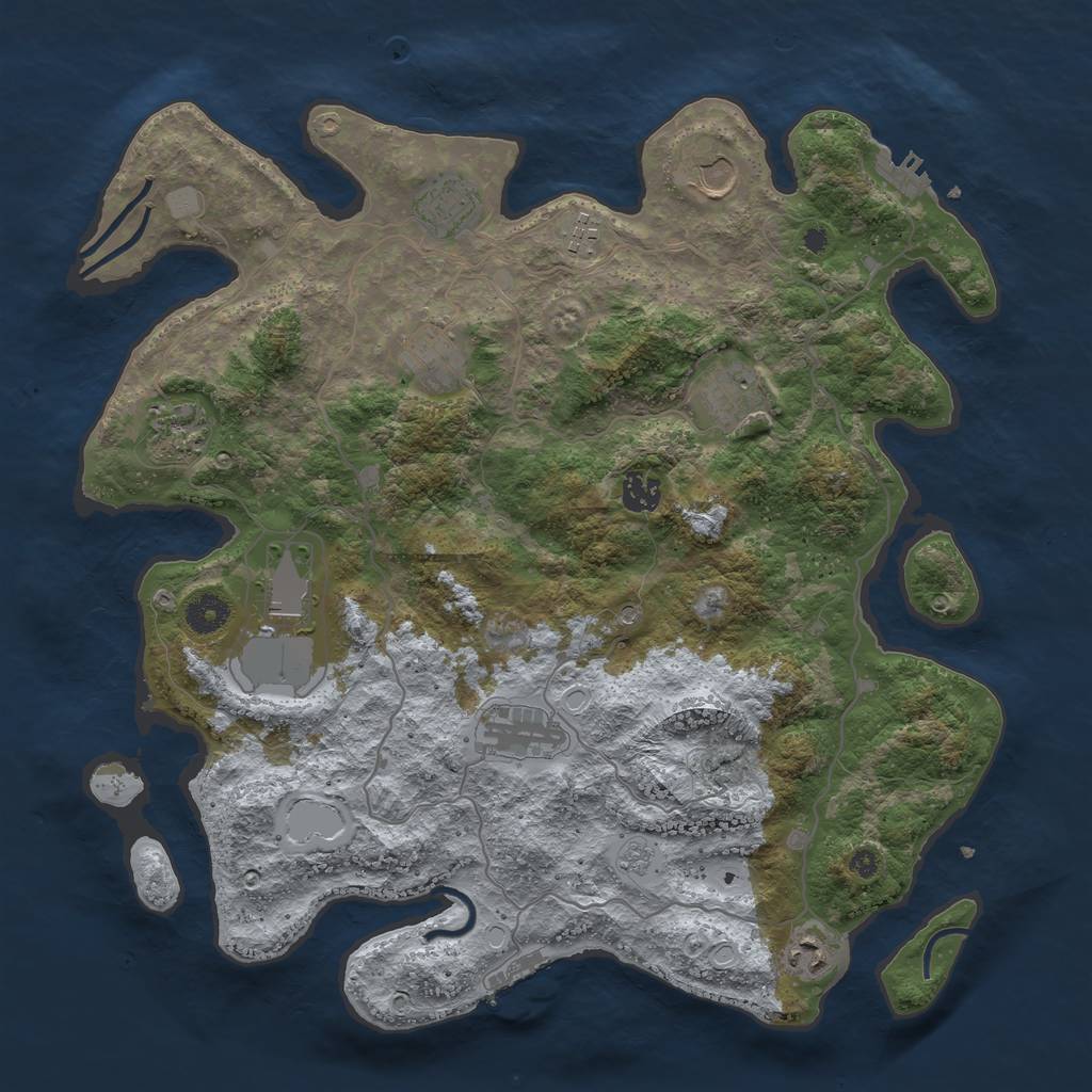 Rust Map: Procedural Map, Size: 4000, Seed: 406442, 19 Monuments