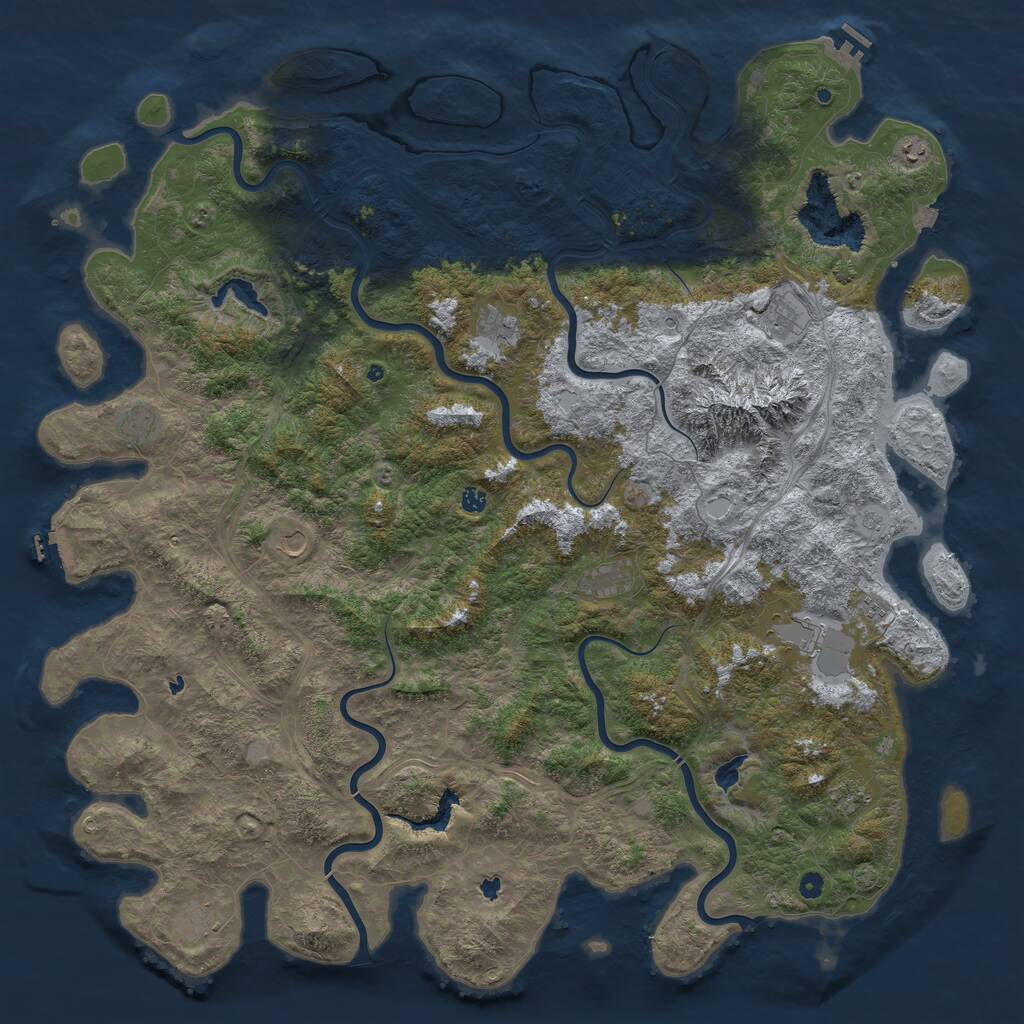 Rust Map: Procedural Map, Size: 6000, Seed: 1310747615, 17 Monuments