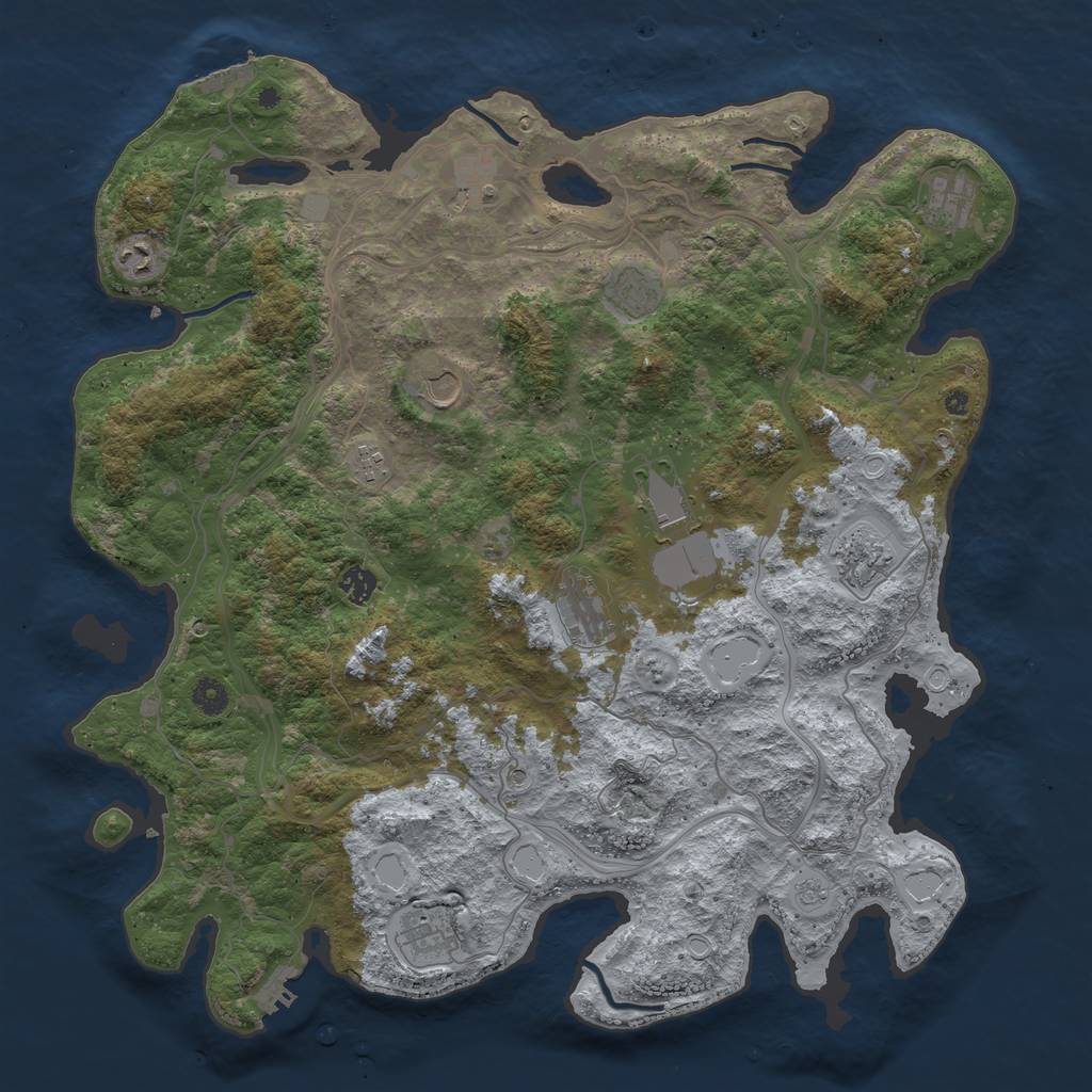 Rust Map: Procedural Map, Size: 4500, Seed: 390920843, 20 Monuments