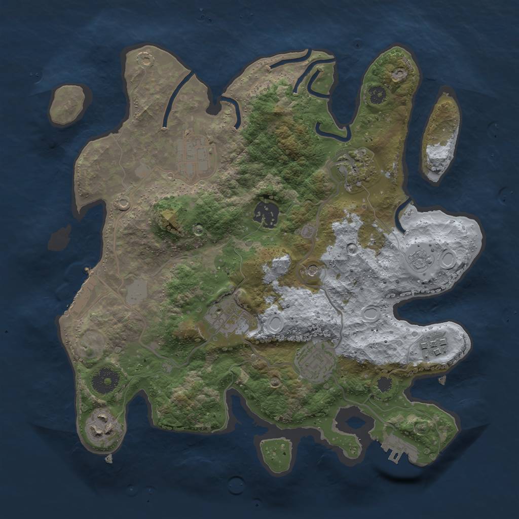 Rust Map: Procedural Map, Size: 3000, Seed: 1335584295, 16 Monuments
