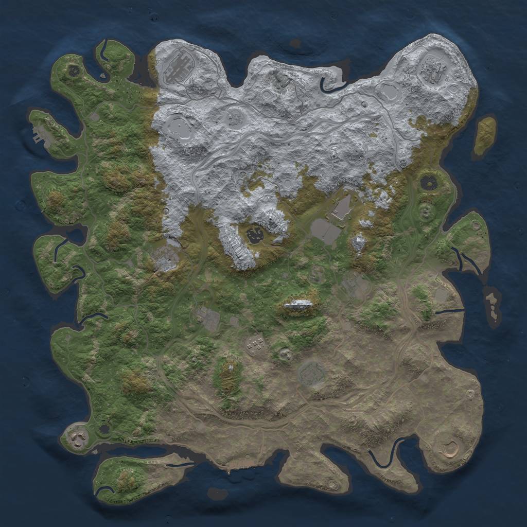 Rust Map: Procedural Map, Size: 4800, Seed: 1307031652, 20 Monuments