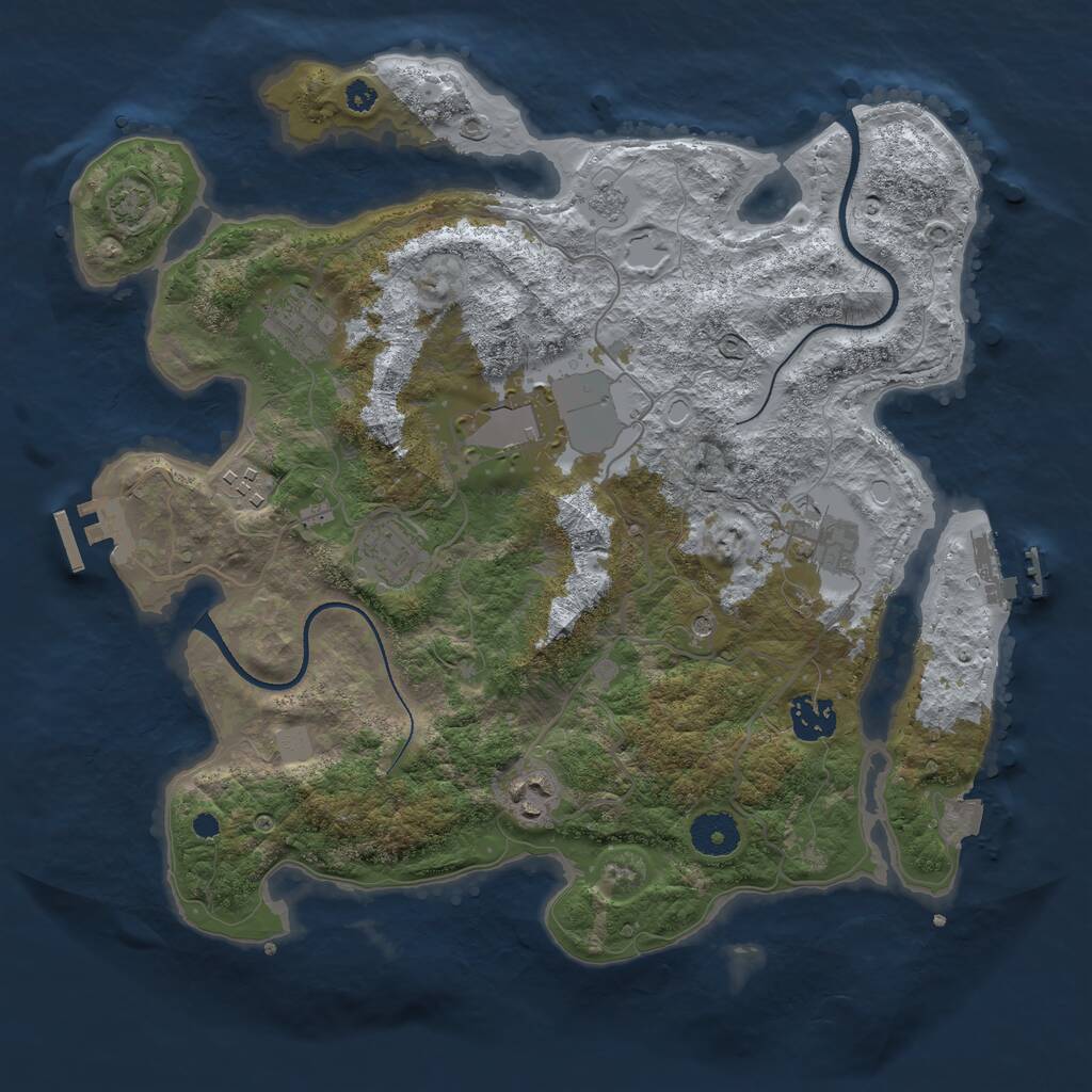 Rust Map: Procedural Map, Size: 3500, Seed: 464682825, 13 Monuments