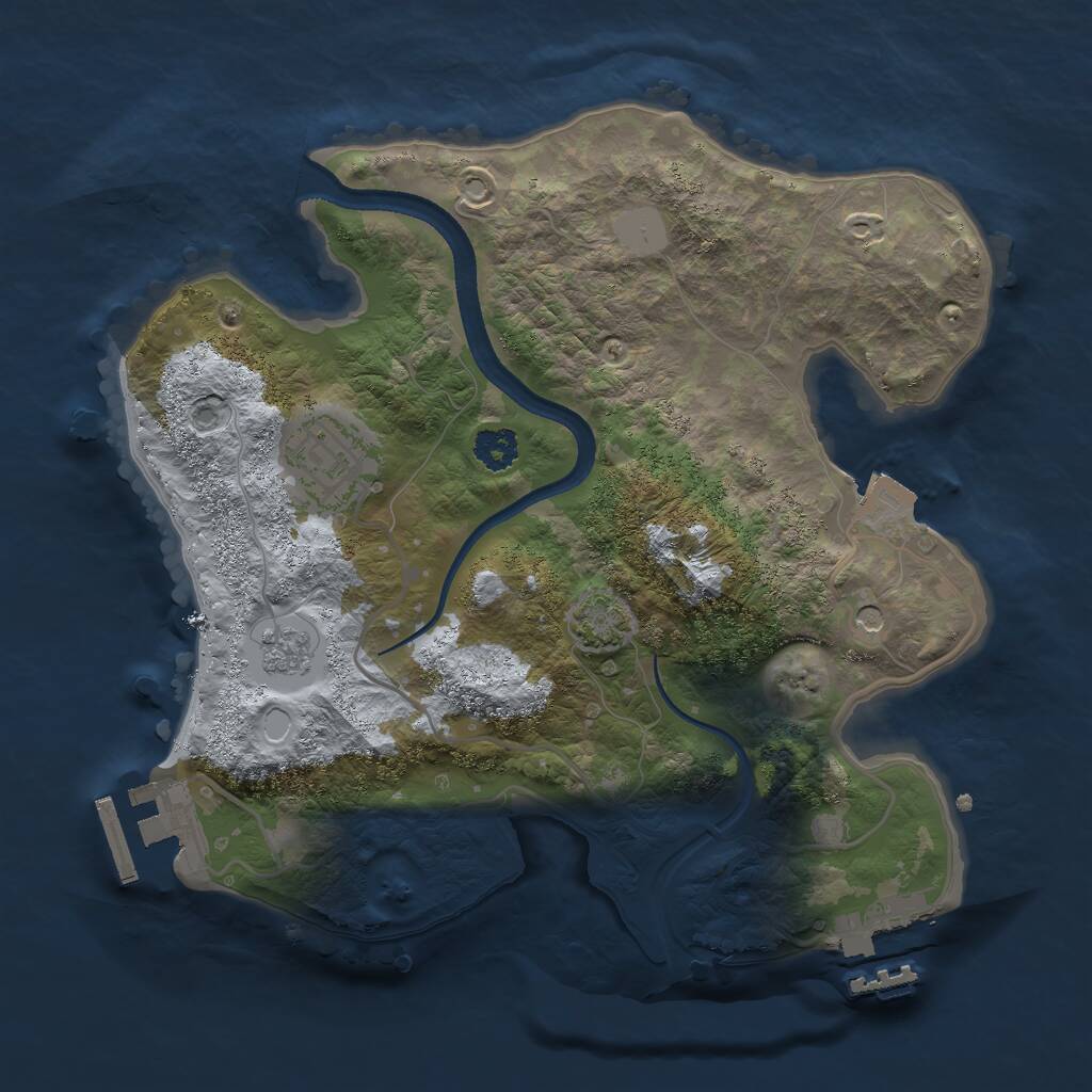 Rust Map: Procedural Map, Size: 2500, Seed: 2847922, 7 Monuments