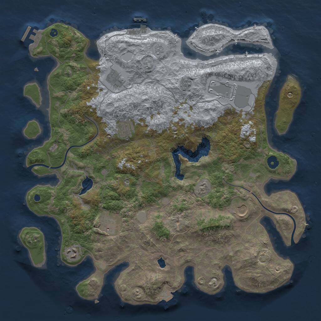 Rust Map: Procedural Map, Size: 4000, Seed: 1919373646, 13 Monuments