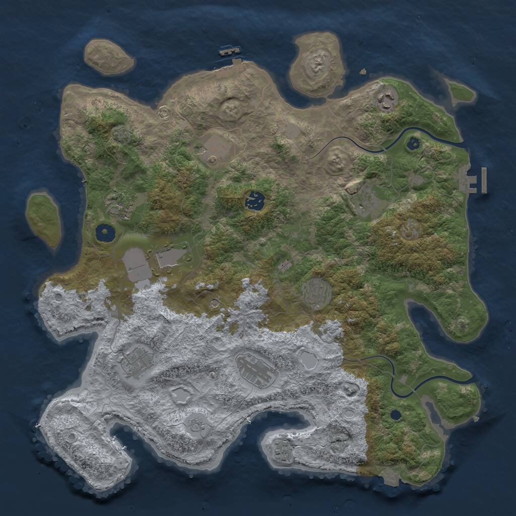 Rust Map: Procedural Map, Size: 3999, Seed: 2147483647, 16 Monuments