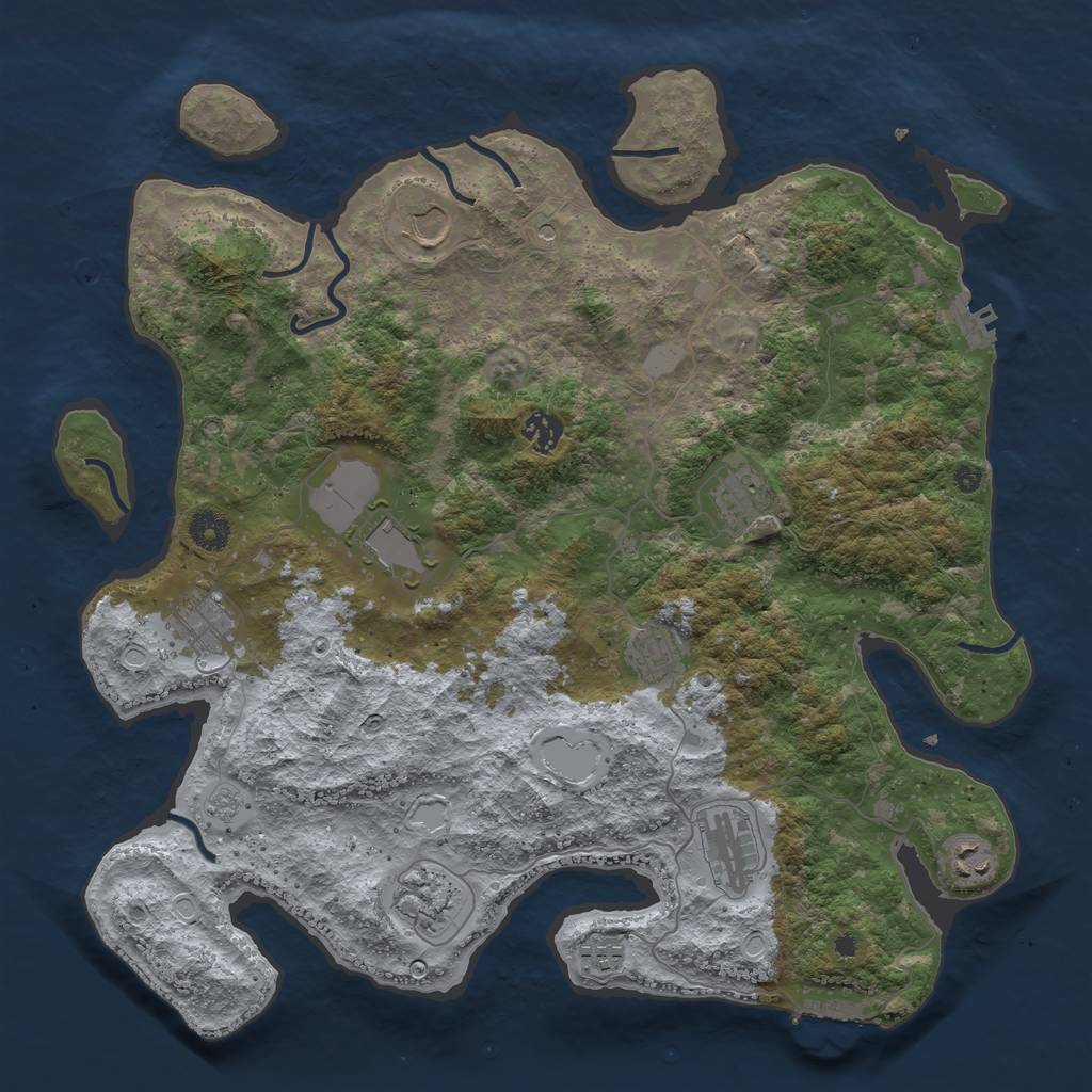 Rust Map: Procedural Map, Size: 3999, Seed: 2147483647, 19 Monuments