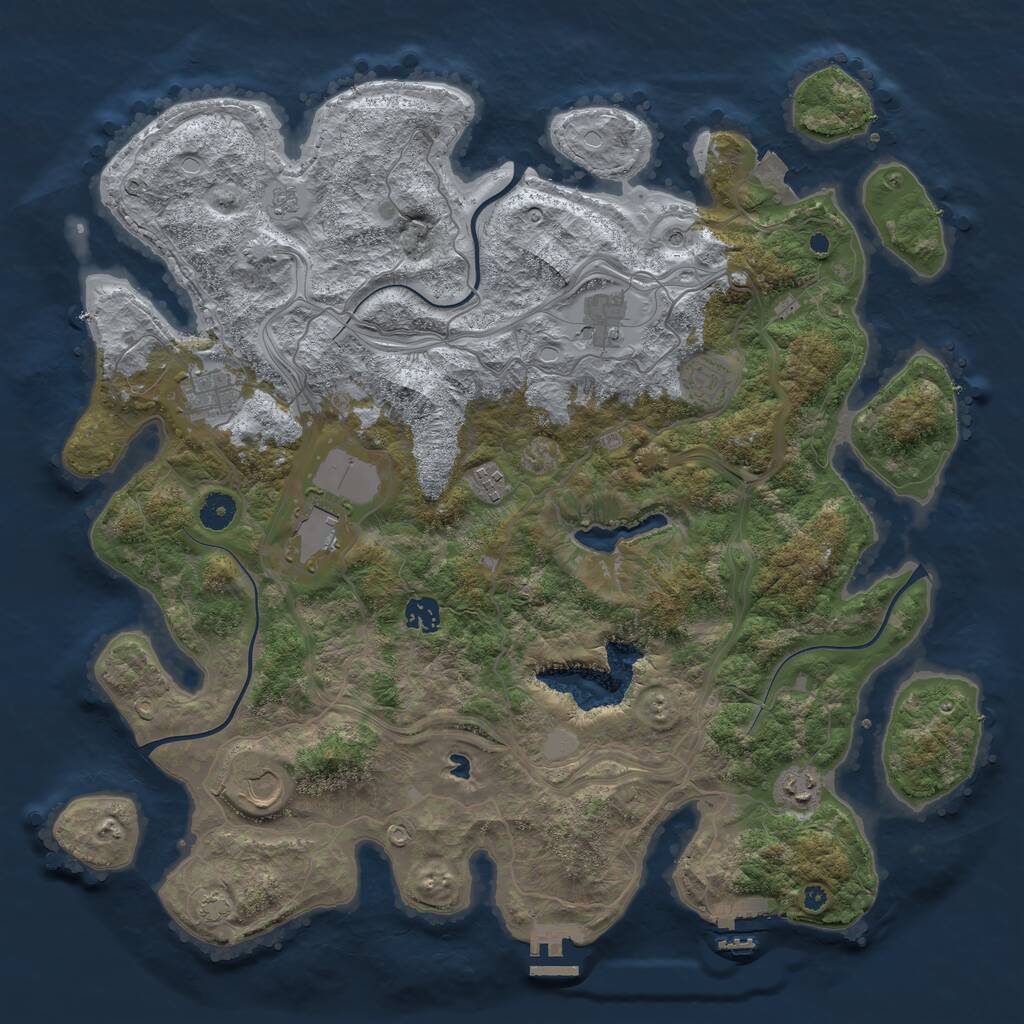Rust Map: Procedural Map, Size: 4250, Seed: 748204111, 14 Monuments