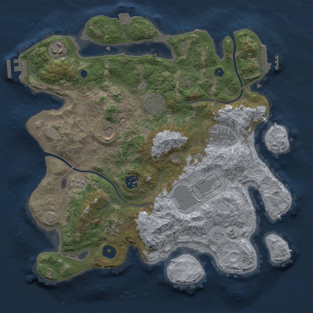 Rust Map: Procedural Map, Size: 3500, Seed: 385030290, 14 Monuments