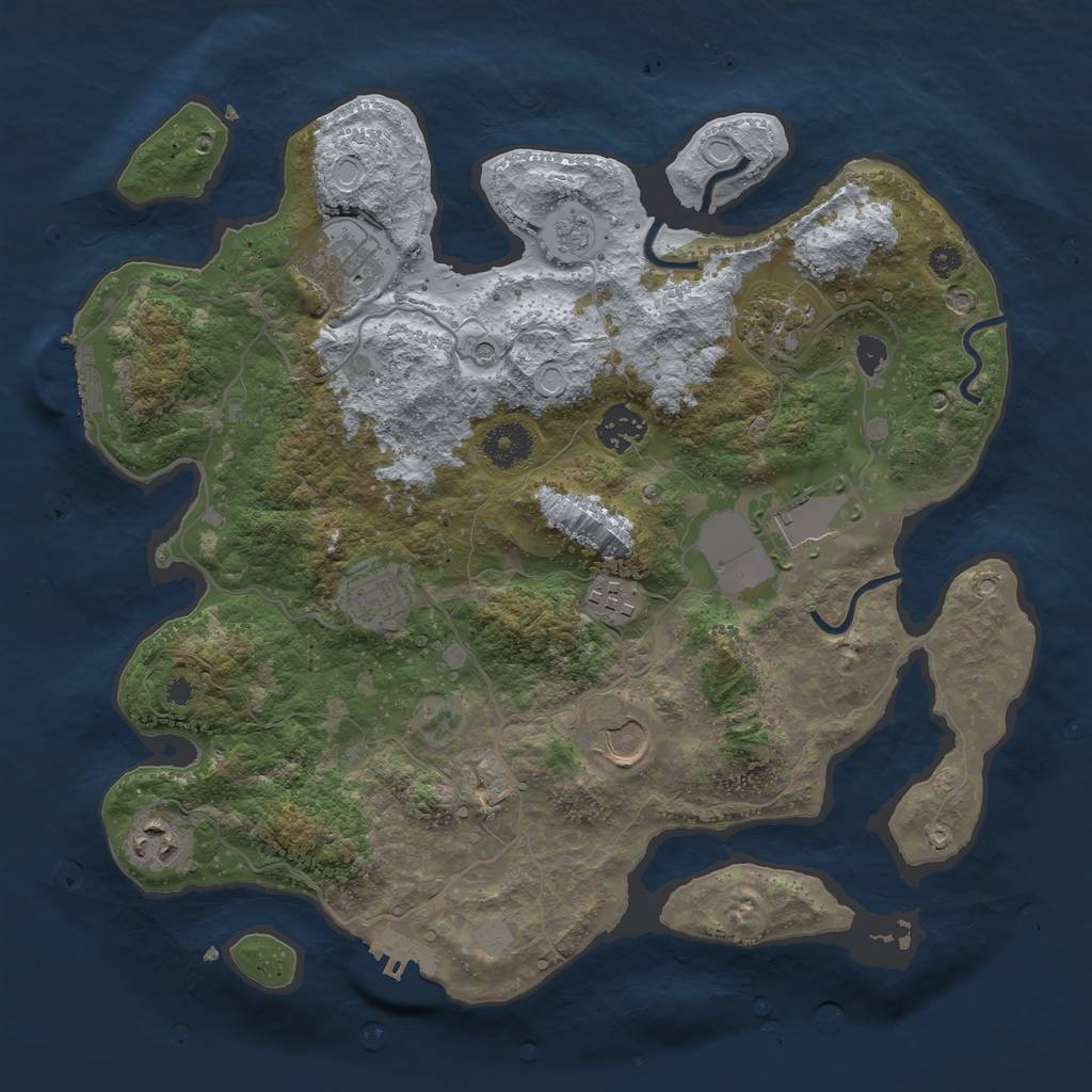 Rust Map: Procedural Map, Size: 3500, Seed: 42882766, 17 Monuments