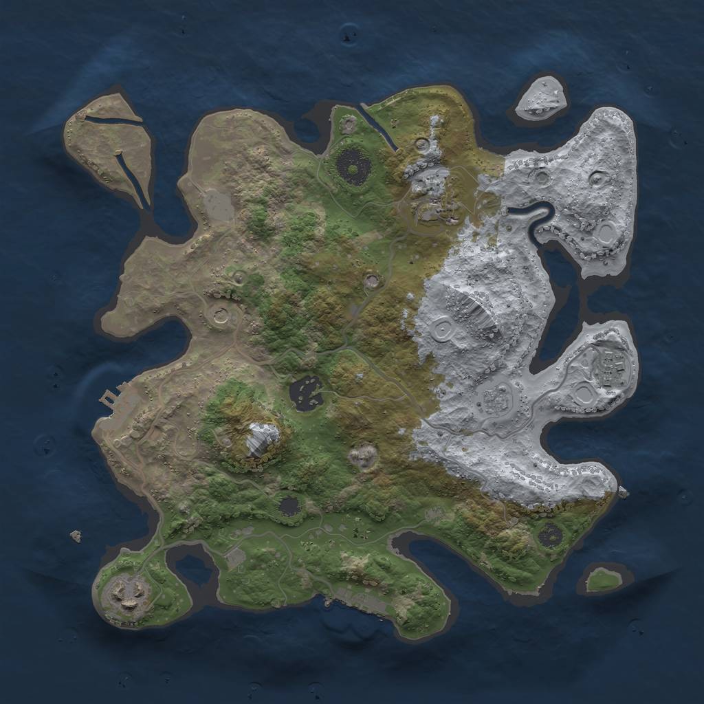 Rust Map: Procedural Map, Size: 3000, Seed: 5849, 13 Monuments