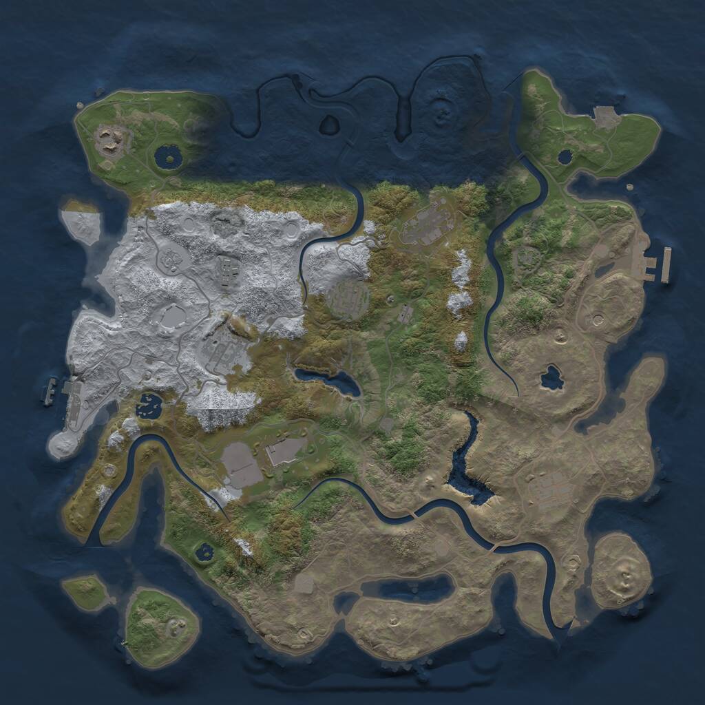 Rust Map: Procedural Map, Size: 4000, Seed: 1399092987, 14 Monuments
