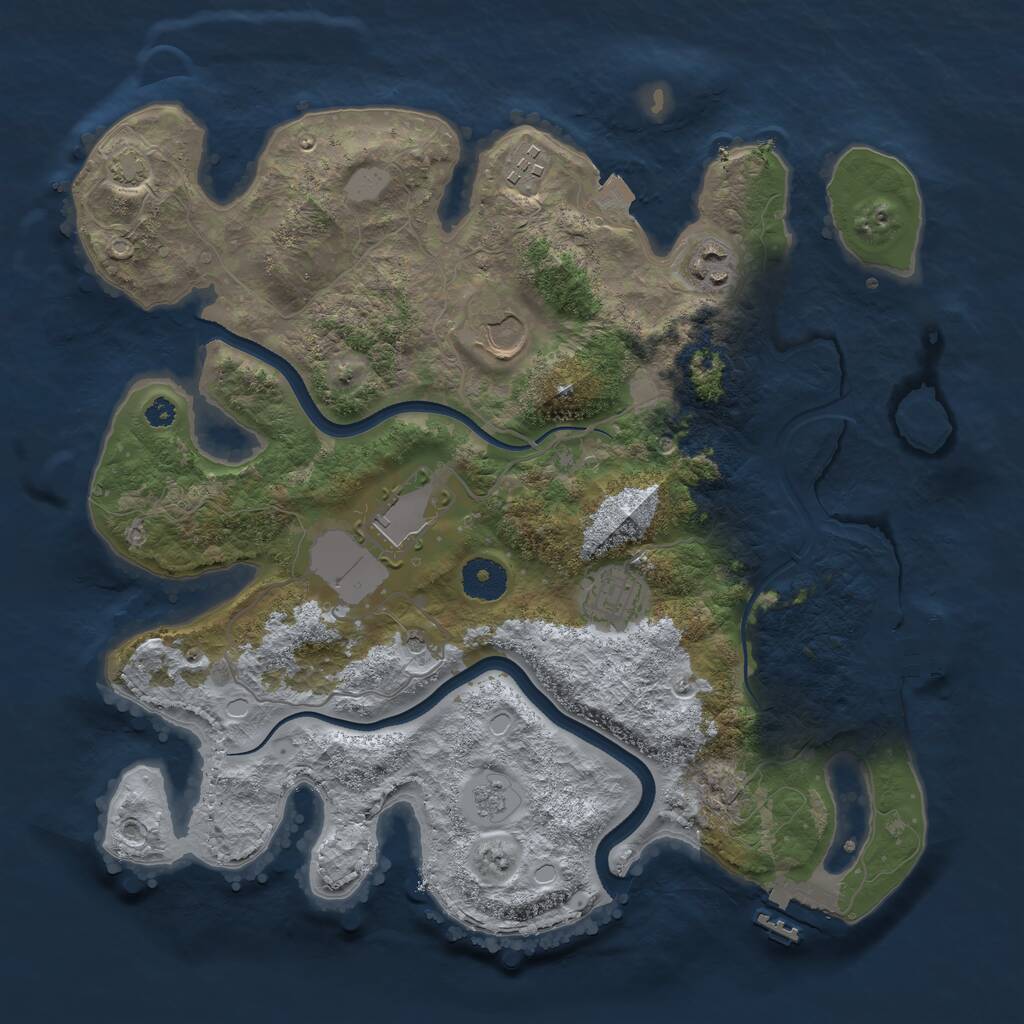 Rust Map: Procedural Map, Size: 3500, Seed: 47855054, 11 Monuments
