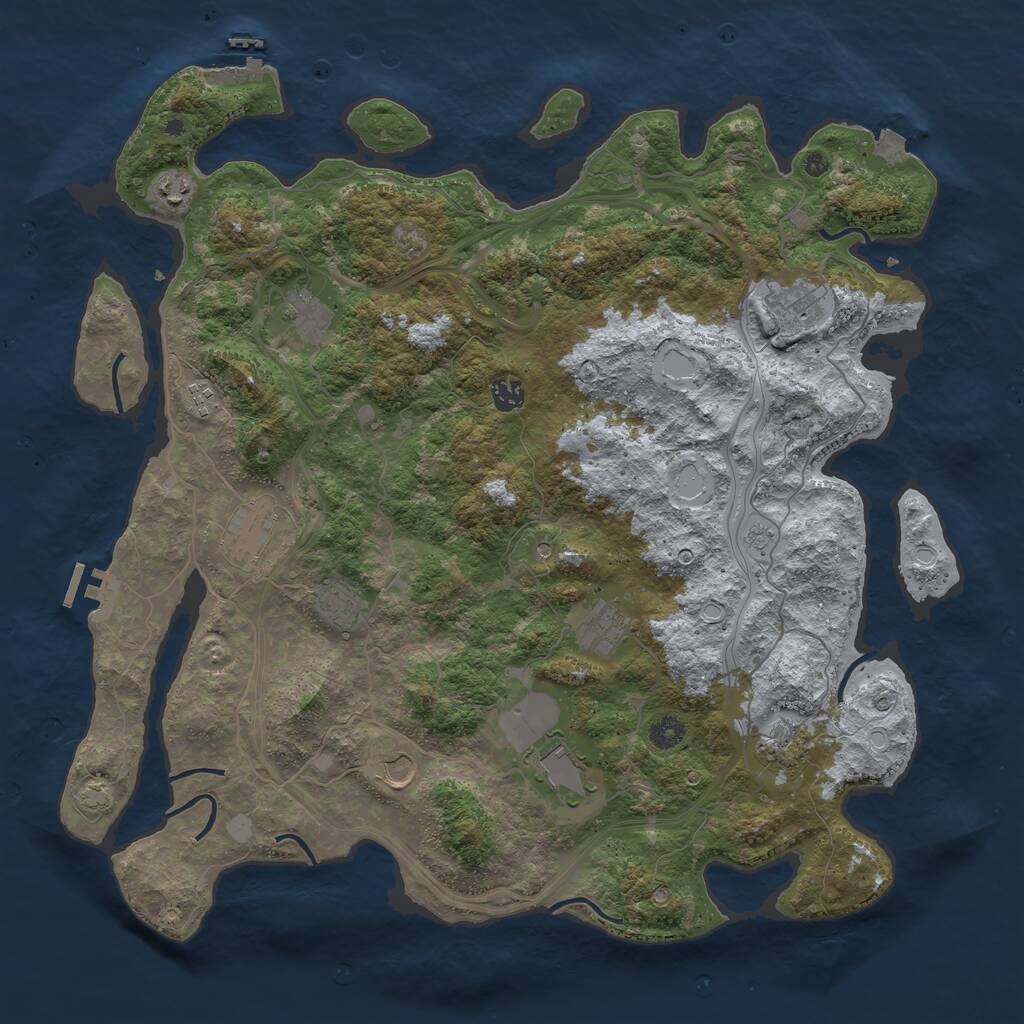 Rust Map: Procedural Map, Size: 4500, Seed: 1333644462, 17 Monuments