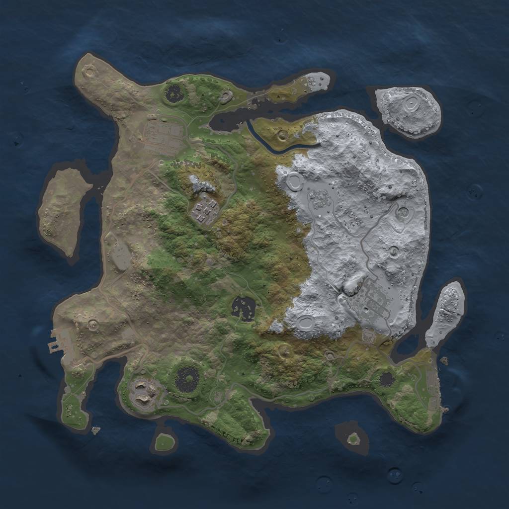 Rust Map: Procedural Map, Size: 3000, Seed: 1007452439, 14 Monuments