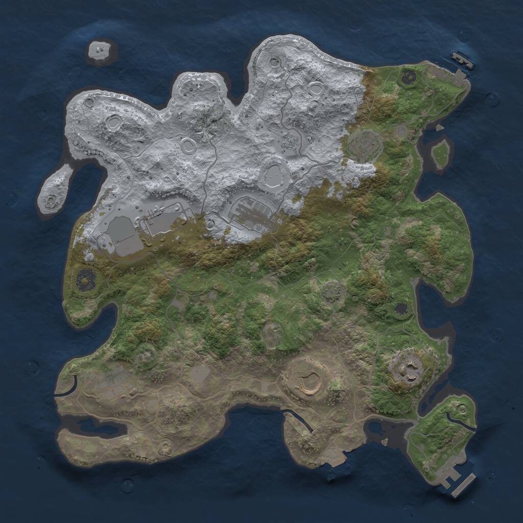 Rust Map: Procedural Map, Size: 3500, Seed: 1094215058, 12 Monuments