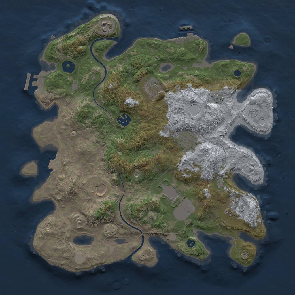 Rust Map: Procedural Map, Size: 3500, Seed: 7682252, 14 Monuments