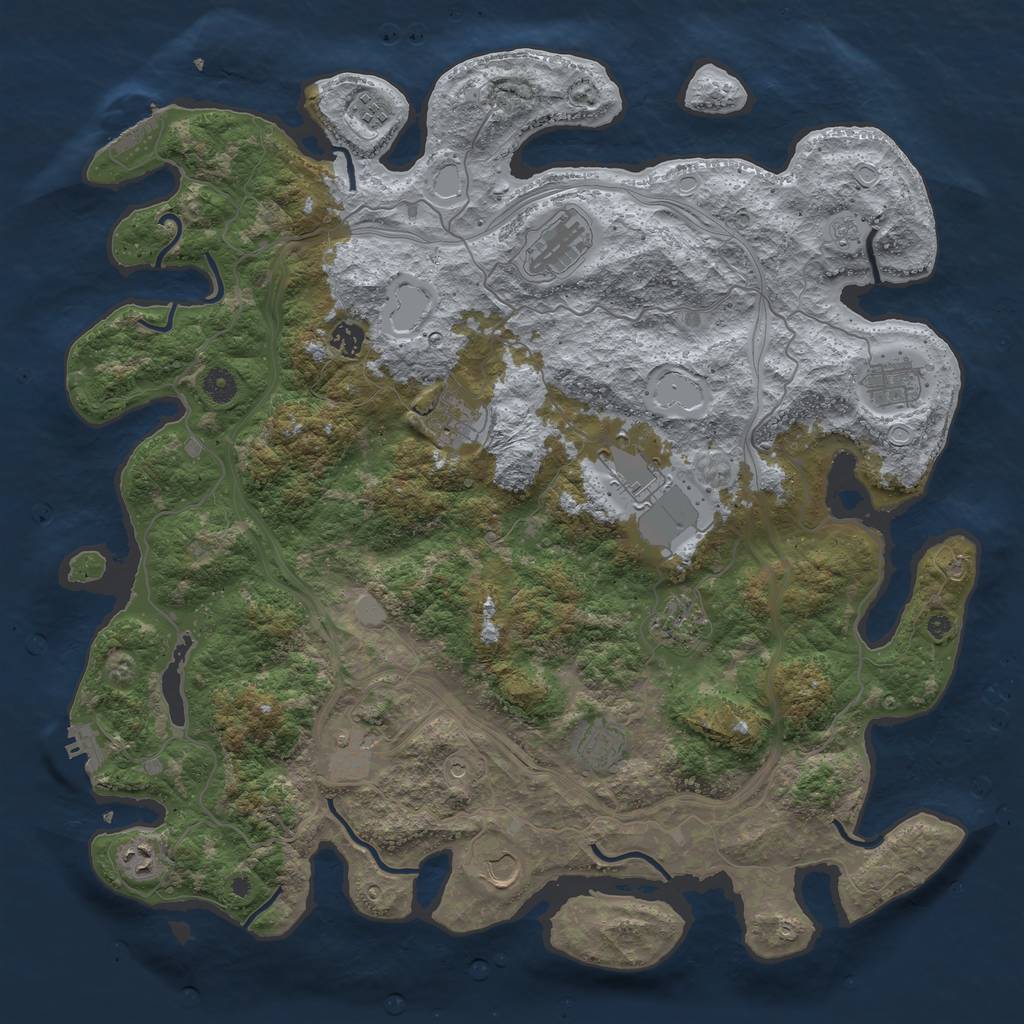 Rust Map: Procedural Map, Size: 4500, Seed: 1261171225, 20 Monuments