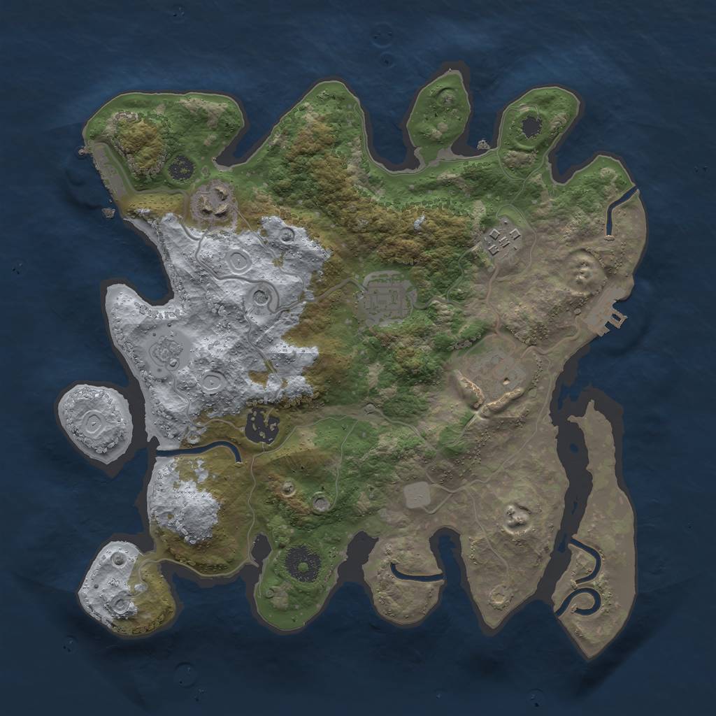 Rust Map: Procedural Map, Size: 3000, Seed: 107037113, 14 Monuments