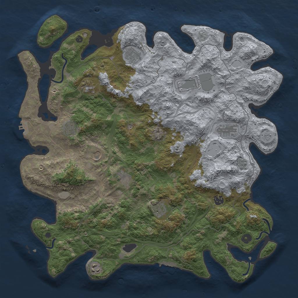 Rust Map: Procedural Map, Size: 4500, Seed: 1052430906, 20 Monuments